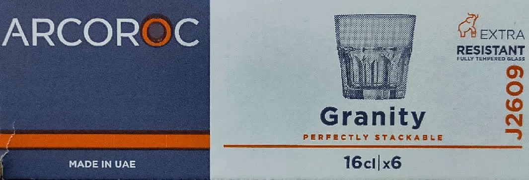Arcoroc Bicchiere Granity Rocks Whisky Casablanca, 16 CL, 12 pezzi