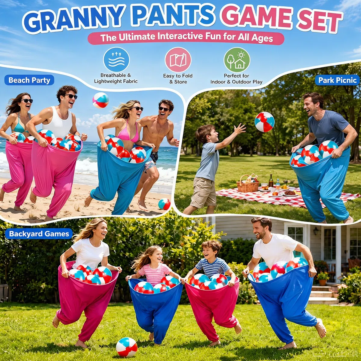 Giochi da Esterno per Bambini, Set di Festa per Bambini, Granny Pants Yard Game, Giochi Di Lancio, Giant Outdoor Freaky Funny Pants Party Game, Giochi all'aperto e Famiglia