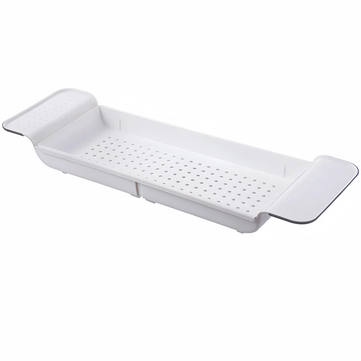 Vassoio da bagno in plastica bianca, a ponte, per riporre giocattoli, candele, vino, telefono, libri, tazze, vassoio da bagno allungabile per vasca da bagno, scolapiatti leggero, 75 cm