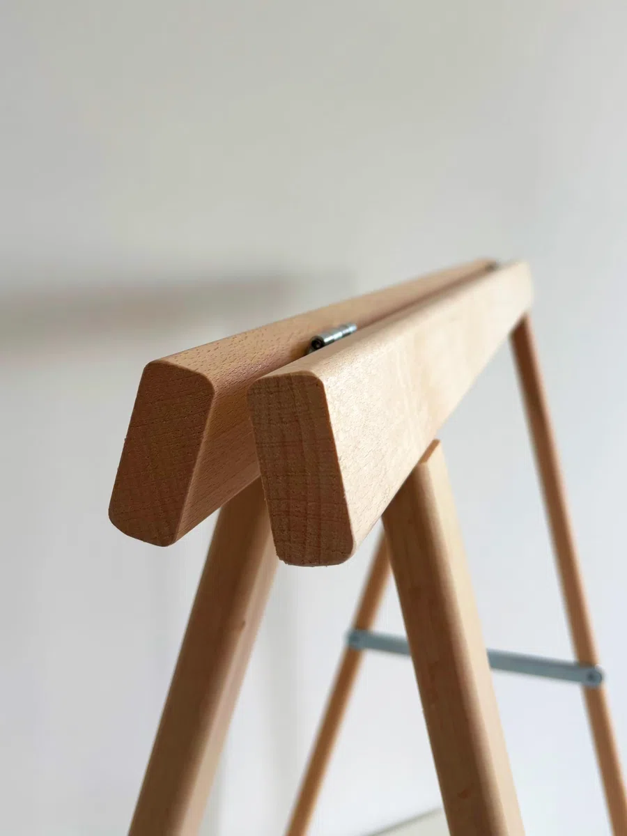 Del Fabbro Coppia Cavalletti da Lavoro Legno Faggio – Supporti Resistenti per Banco Lavoro e Fai da Te – Cavalletti Professionali (80x80 cm)