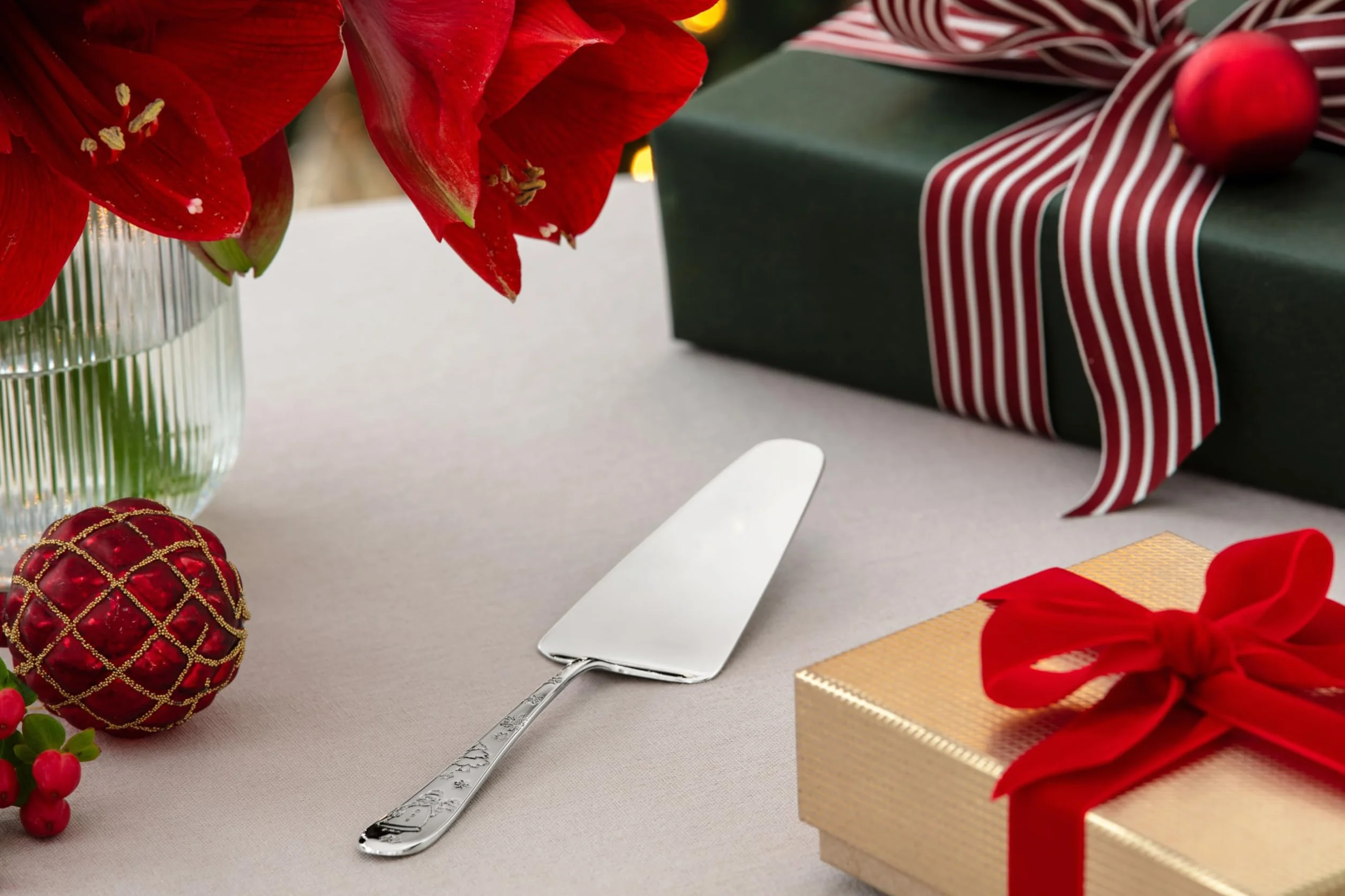Villeroy & Boch - Paletta per torte Toy's Delight argento, lavabile in lavastoviglie, posate natalizie in platino, posate per torte, posate da portata, motivo natalizio, acciaio inox