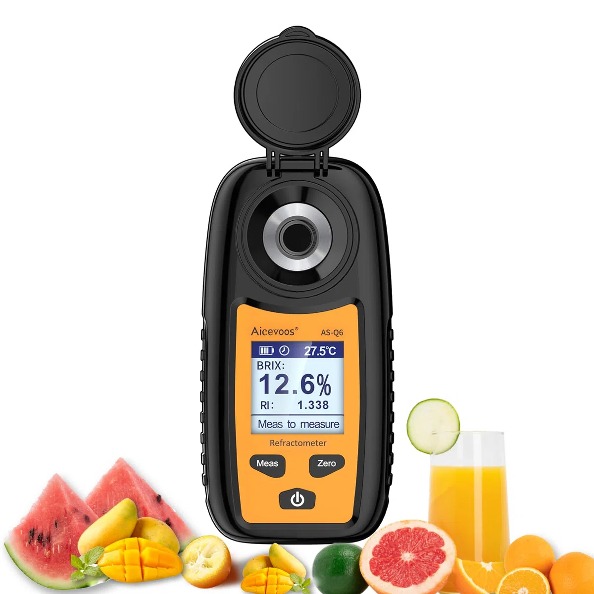 Q6 Rifrattometro Brix Digitale, Mostimetro per Vino, Rifrattometro UVA Compensazione Automatica della Temperatura Gamma Rifrattometro Brix 0-35%，±0,2% Precisione