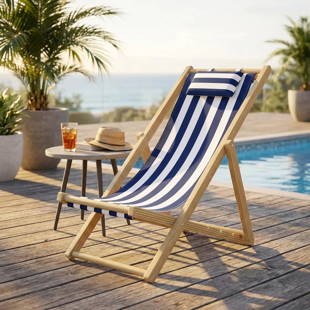 Tessuto sostitutivo per sedia a sdraio 2 pezzi 45x17 pollici, tessuto per sedia da patio in tela a righe blu e bianche per prendere il sole in giardino, spiaggia, campeggio, pesca