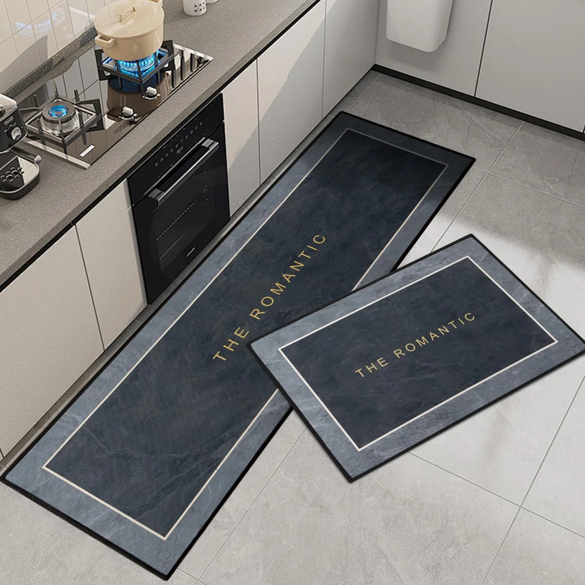 Tappetini da Cucina 2 pezzi, Tappeto Cucina Antiscivolo, Antiscivolo Impermeabile PVC Tappeti da Cucina, Lavabile, Adatto per Corridoi, Cucine, Bagni, 43x75+43x120cm