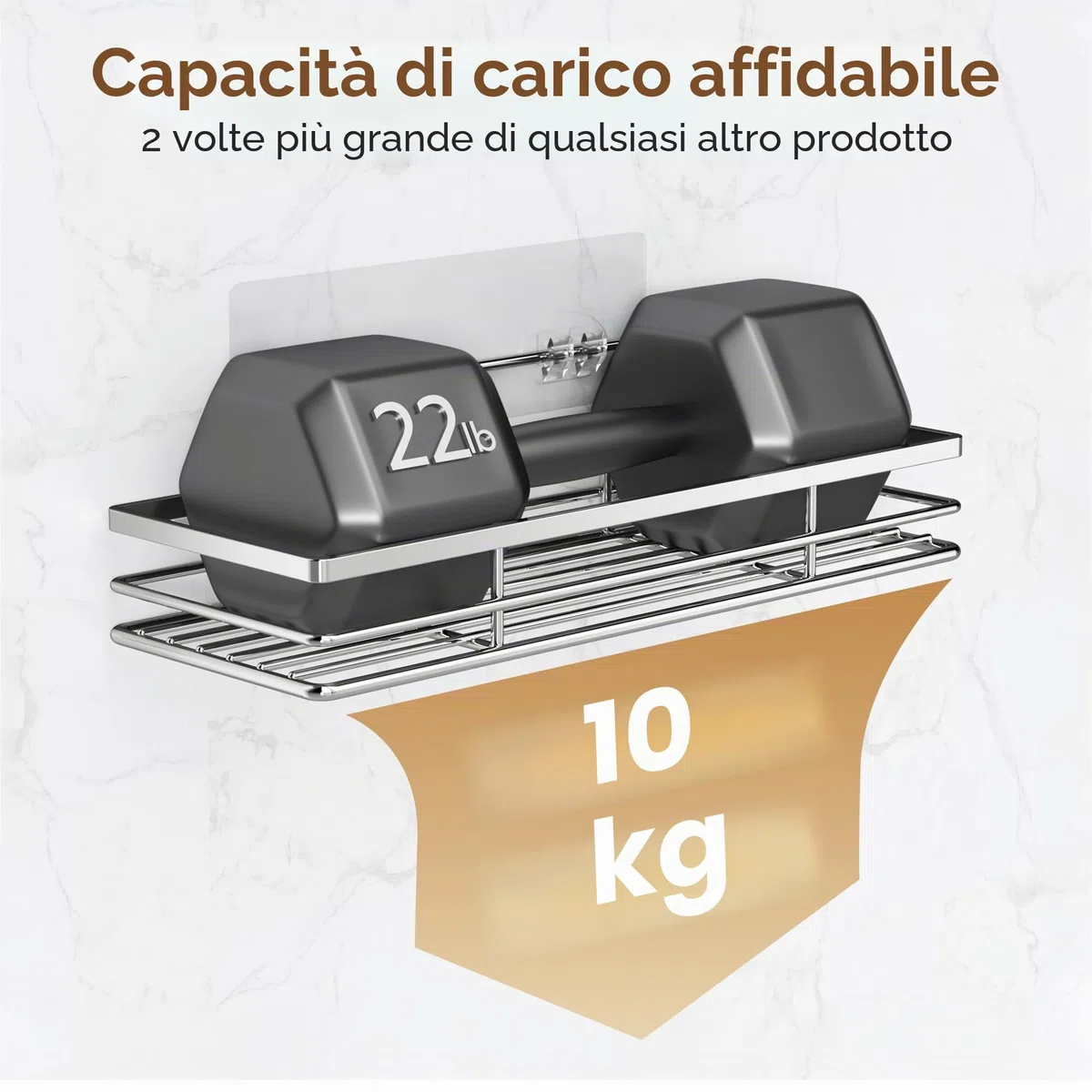 Pickpiff Mensola per doccia senza foratura SUS304 in acciaio inox, 2 pezzi, mensola doccia con 2 ganci, organizer bagno, supporto per shampoo per doccia autoadesivo
