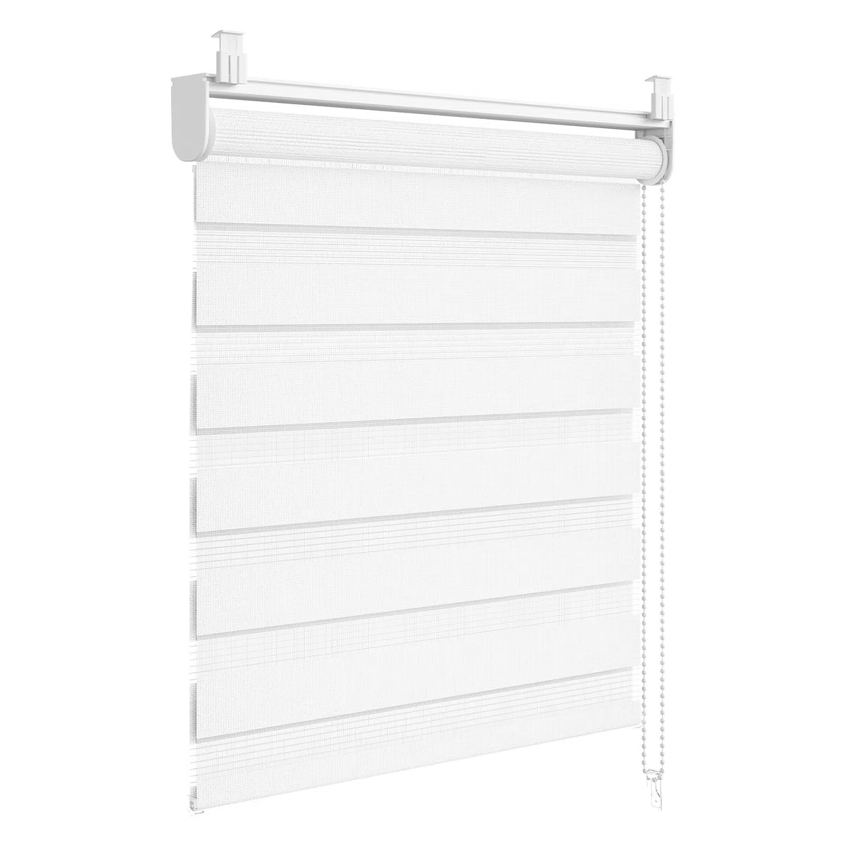 WOLTU Tenda a Rullo Giorno e Notte senza Foratura, Preassemblata, Tenda Oscurante e Filtrante, Doppio Strato per Finestra e Porta, 55x120 cm [Larghezza Tessuto: 51 cm], Bianco