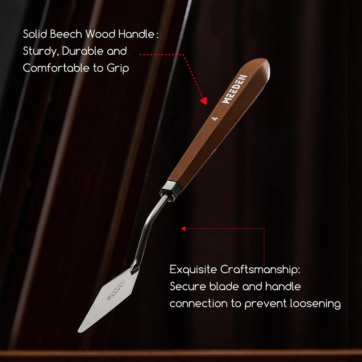 MEEDEN Set di 3 coltelli per tavolozze artistiche con manico in legno, lame in acciaio inox per olio, pittura su tela acrilica
