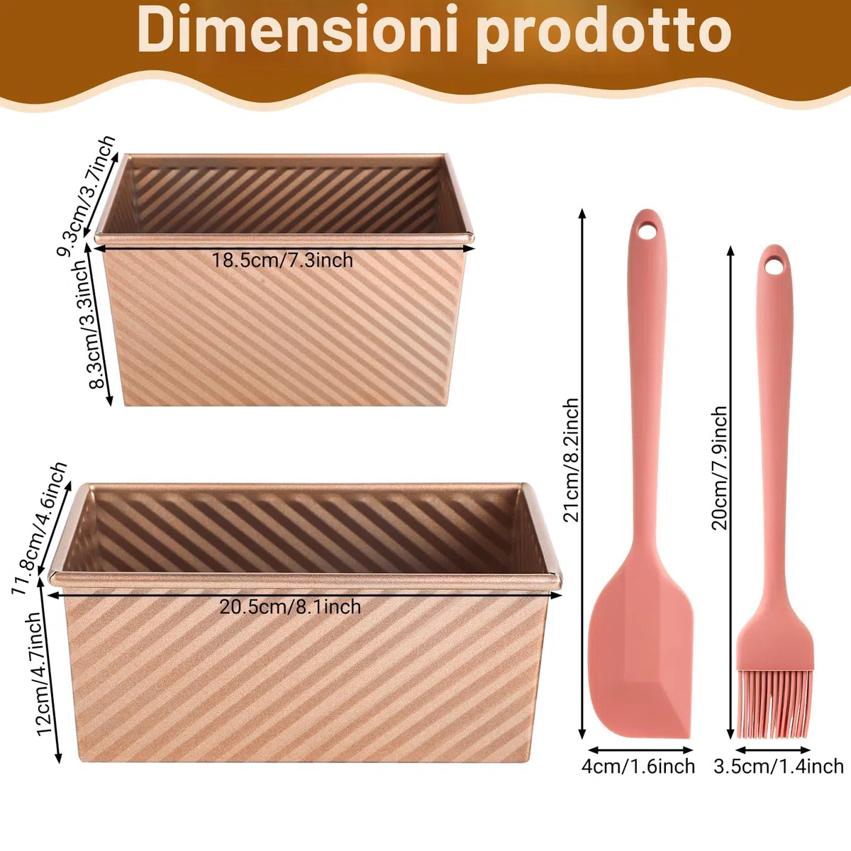 Set di 2 Stampi per Pane in Cassetta con Coperchio – Stampo Antiaderente per Pane, Torte e Dolci, Stampo Plumcake, Pratico per Uso Domestico, con 1 Spatola in Silicone e 1 Pennello in Silicone.