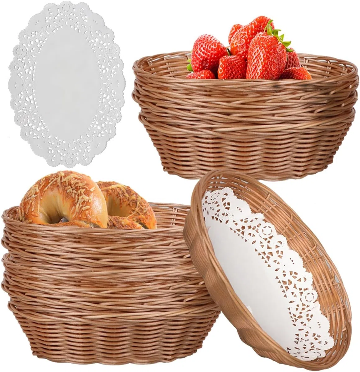 Confezione da 12 cestini per hamburger con fodere di carta, classici portapane ovali in plastica per fast food, pane, hamburger, patatine fritte,porta pane da cucina