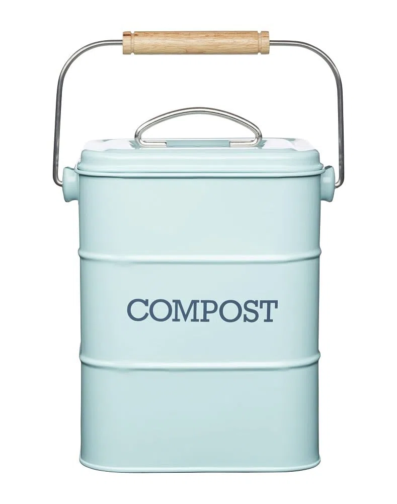 Living Nostalgia Kitchen Craft Pattumiera per Compost in Acciaio Inossidabile da 3 Litri, Blu (Blu Uovo di Anatra)