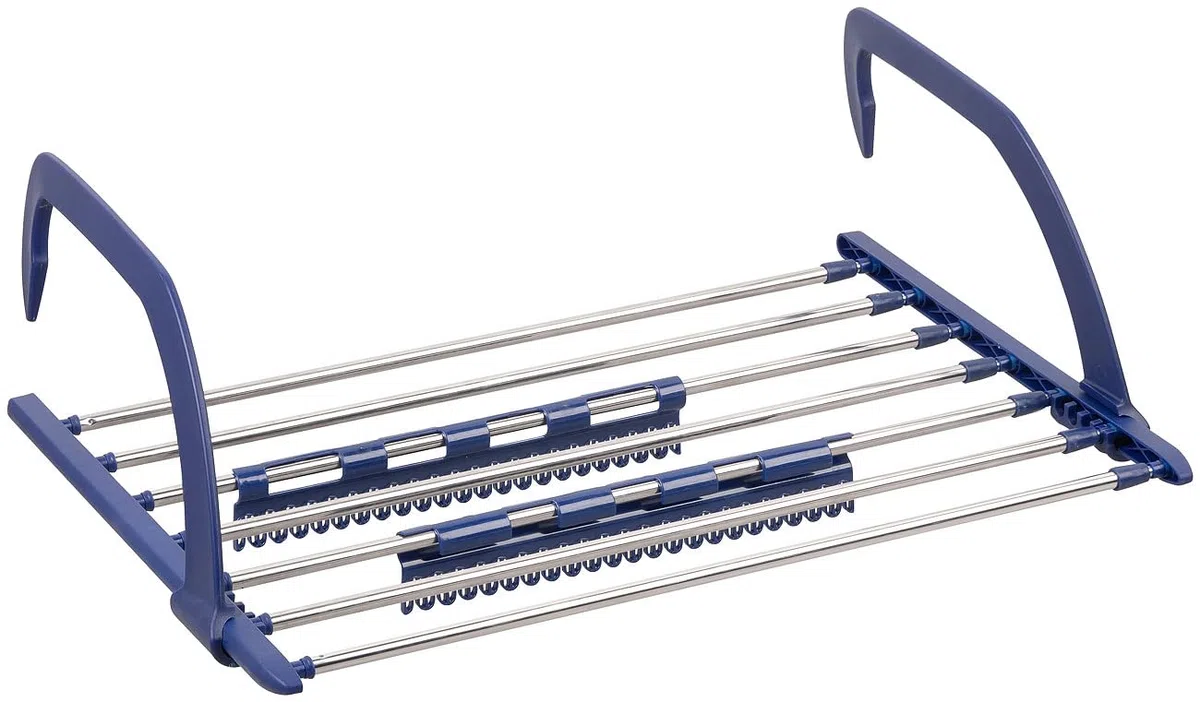 PEARL asciugatrice da balcone: Asciugabiancheria telescopico premium, estensibile, per radiatori e ringhiere di balconi (stendibiancheria da balcone estensibile, stendibiancheria per radiatore)