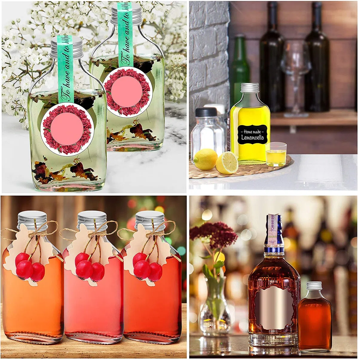 BELLE VOUS Bottigliette Vetro 50 ml Tappi a Vite Argentati e Imbuto (20pz) - Bottigliette Vetro per Liquori - Bottiglie Mignon Feste e Bottiglie Bomboniere per Alcol, Grappa, Whisky, Shots e Liquori