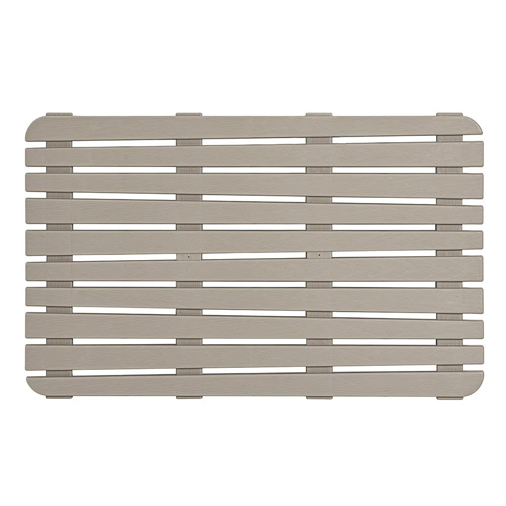 Pedana Doccia Antiscivolo Rettangolare, 80x50x2.5 cm, PP Alta Resistenza Ideale per Interno Esterno (Tortora)