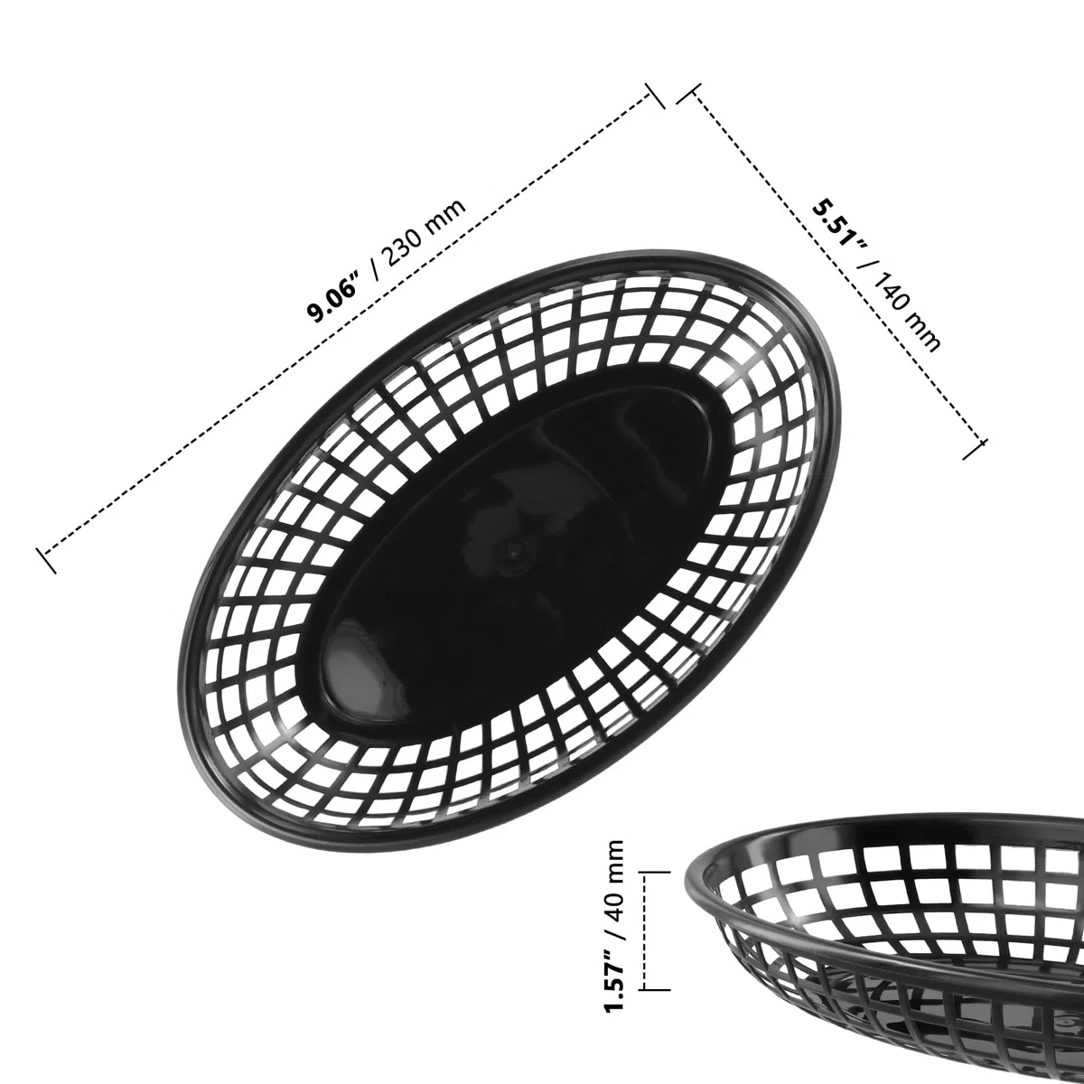 ZOENHOU 30 cestini per patatine fritte, 23 x 14 x 4 cm, in plastica, riutilizzabili per feste, catering e casa
