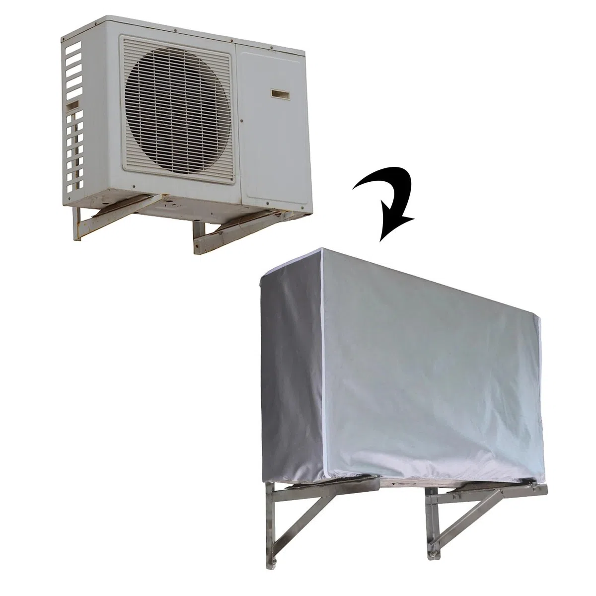 Coperture per condizionatori da esterno, Copertura for condizionatore d'aria in tessuto Oxford bianco argento, dimensioni multiple(80x30x57cm)