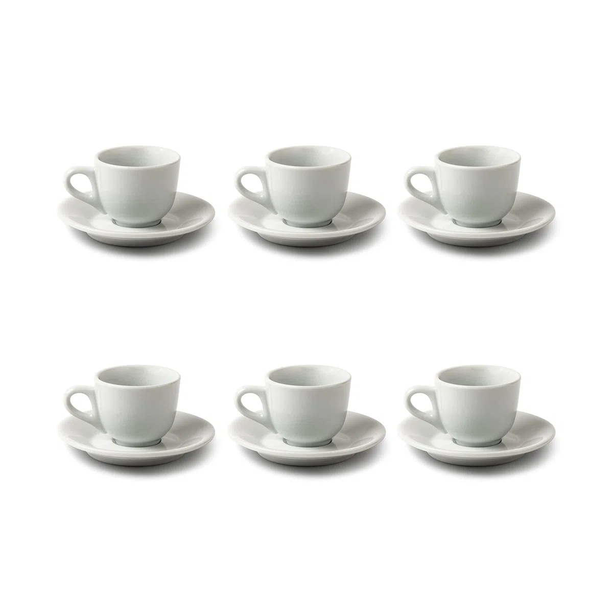 Set 6 Tazze per Caffé con piattino in Porcellana Bianca Collezione Margherita| Elegante e Resistente | perfette per Bar, Ristoranti, Pasticcerie, Panetterie, Hotel
