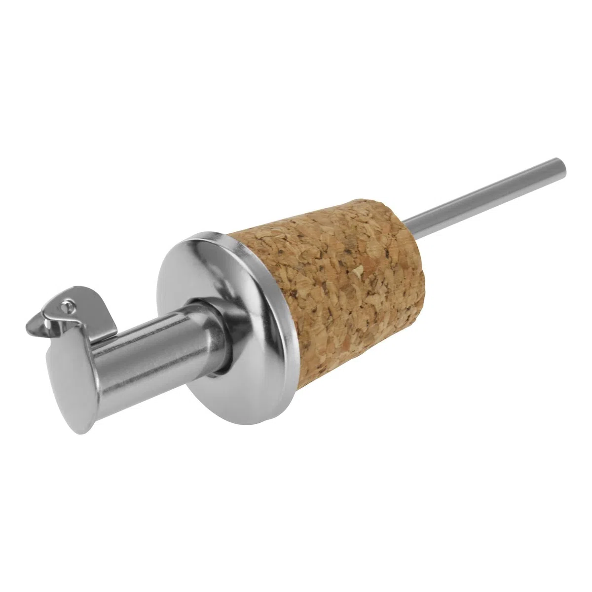 Westmark 4 Beccucci per Bottiglie di Liquori e Olio + 4 Tappi di Ricambio, Corti, Metallo/Acciaio Inossidabile, Tappi in Sughero Naturale, Inox Gastro, Argento, 457022E3