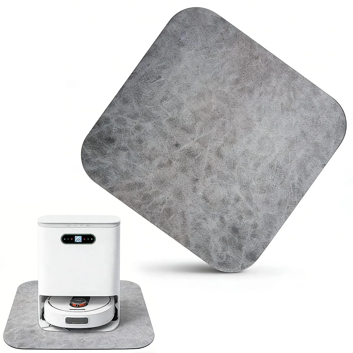 Tappeto Assorbente, 43.5 x 43 cm Robot Aspirapolvere Tappetino Assorbente Antiscivolo Tappetino Assorbente Universale Tappetino Assorbente per Spazzatrice in Gomma per Pavimenti Asciutti, Grigi