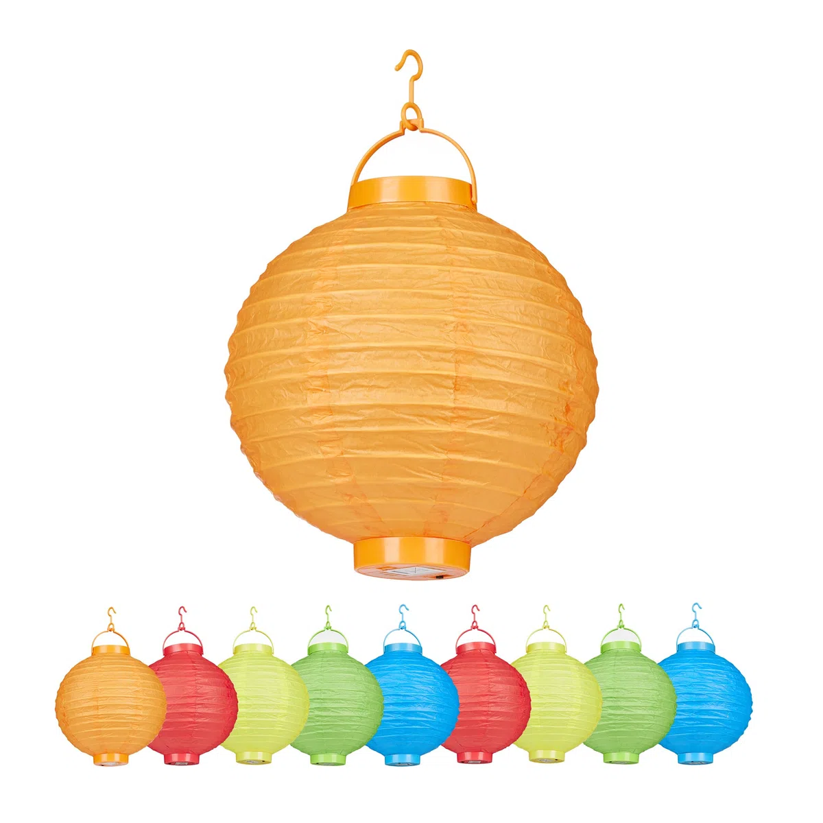 Relaxdays Lanterne LED Colorate, Set 10, a Batteria, per Interni & Esterni, da Appendere, Carta, Ø 20cm, Colorate