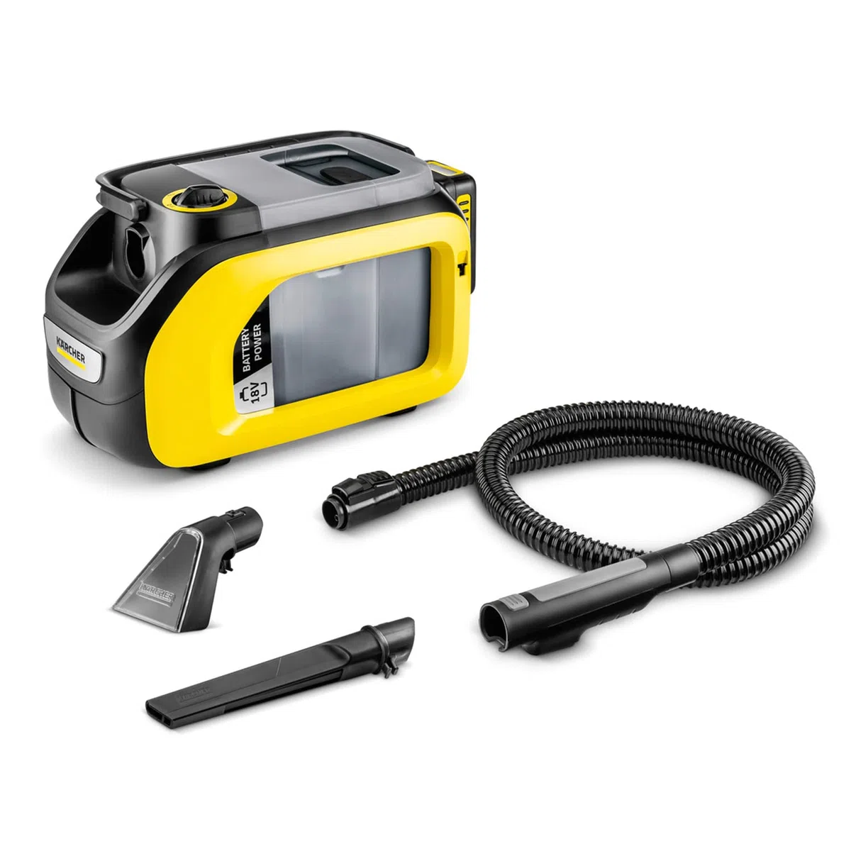 KÄRCHER Lavatappeti Smacchiatore SE 3-18 Compact, Pulitore spruzzo estrazione per Tessuti, Moquette, Auto Tappezzeria, Divani e Imbottiti, Completo di bocchetta tessuti e pavimenti
