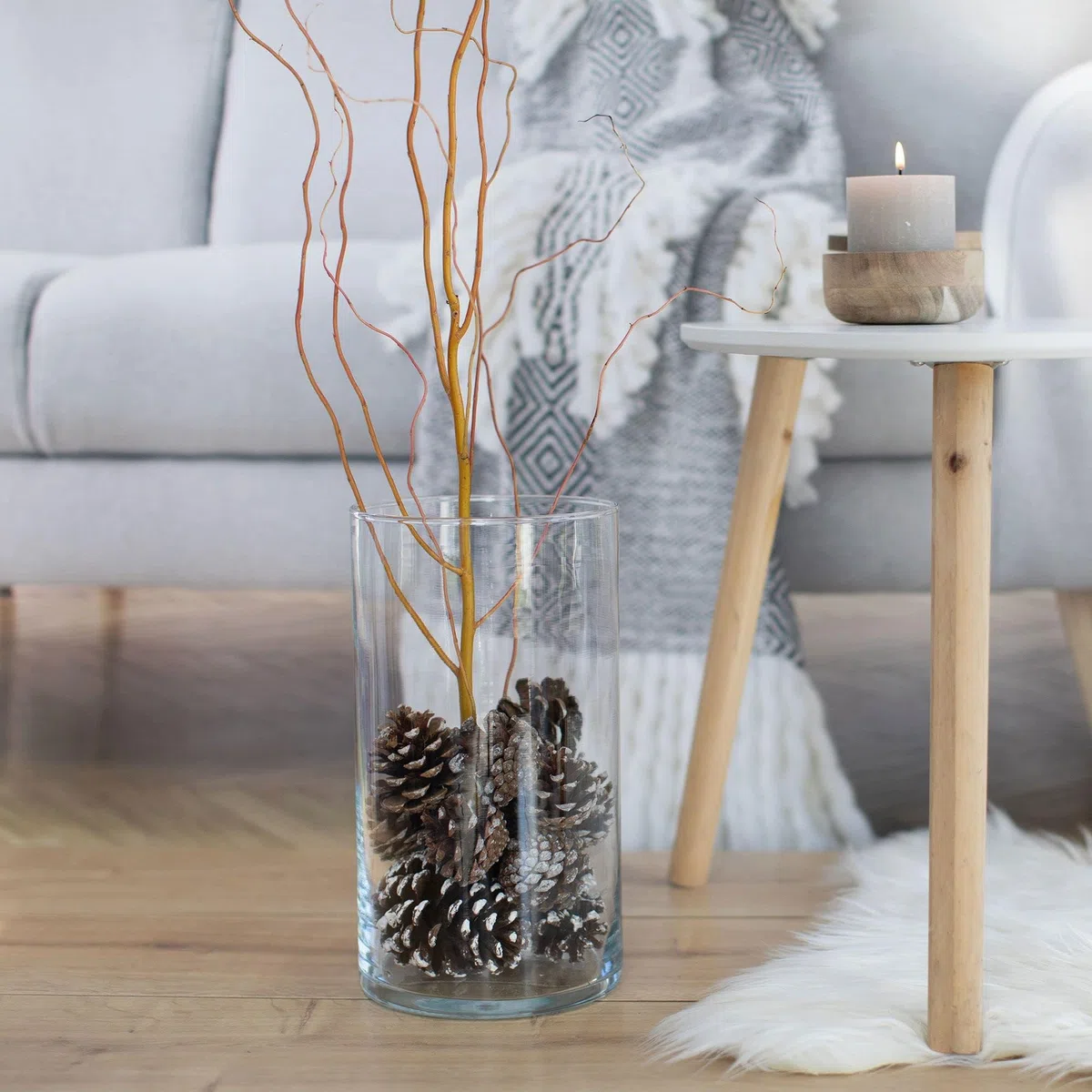 TREND FOR HOME Vaso da Terra Alto da Interno 29 cm Centrotavola Moderno Decorativo Cilindrico Allestimenti Matrimonio di Vetro Trasparente Rotondo, 4900 ml, Ø 15.8 cm, Magnolia
