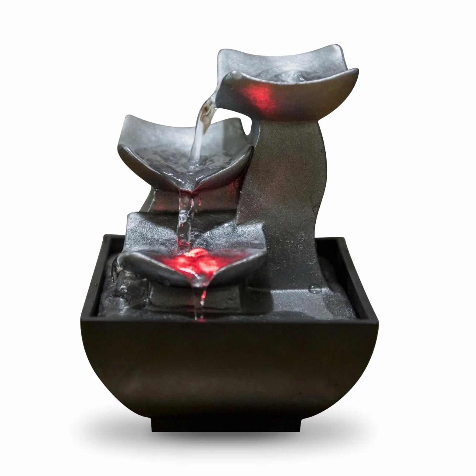 Zen Light - Fontana Nature Boro, resina, argento, 13 x 13 x 17 cm
