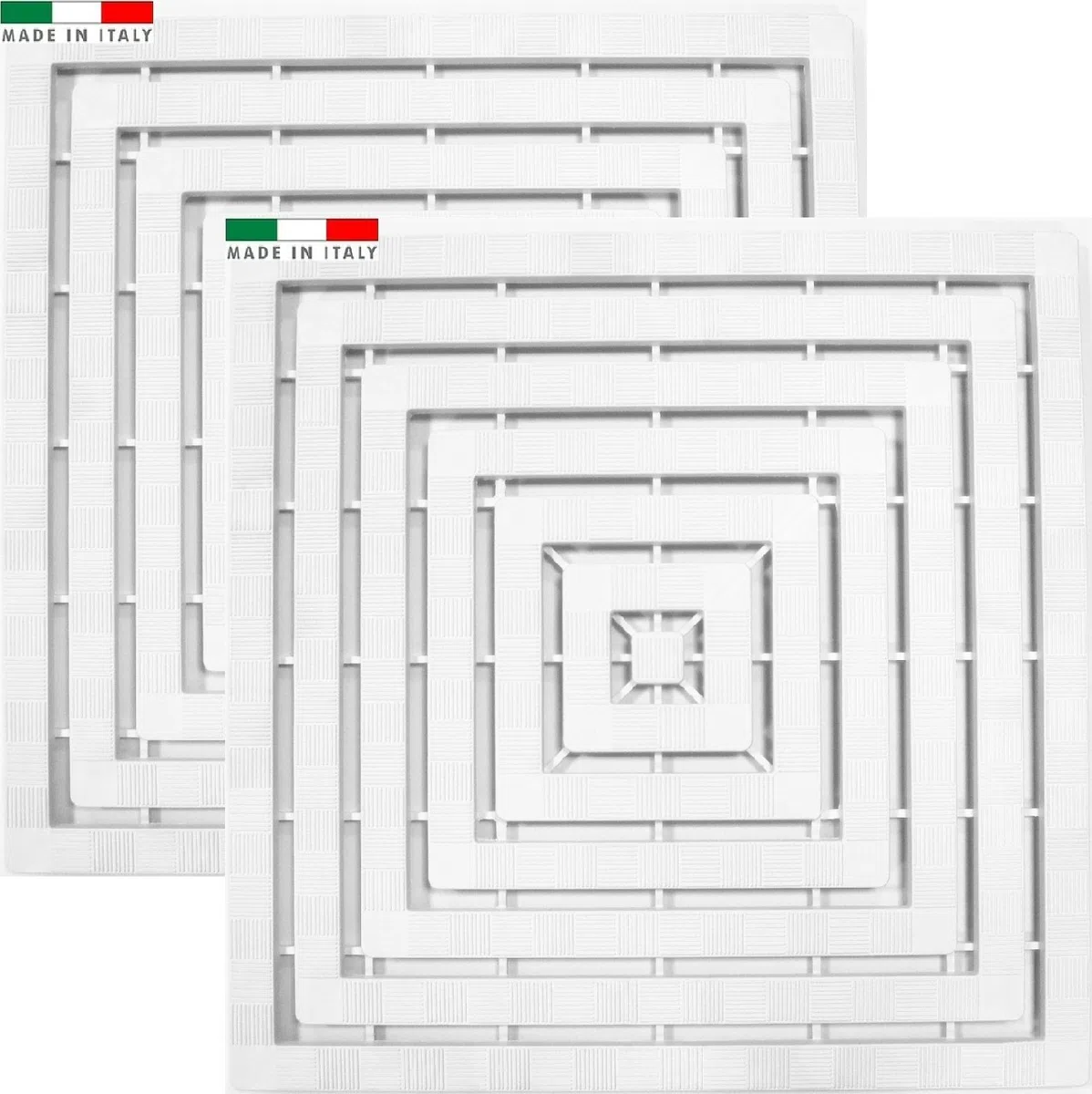 CENNI 78492 Set 2 Pedane Doccia 60 x 60 in Plastica con Gommini Antiscivolo, Bianco, Made in Italy