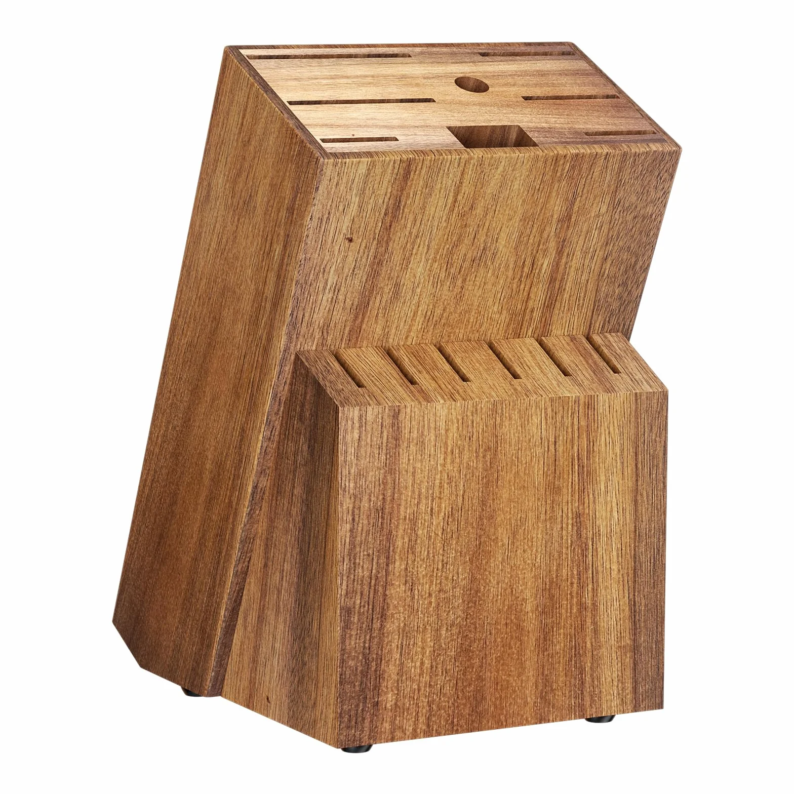 Ceppo Coltelli da Cucina, Ceppo in Legno Con 14 Scomparti, Affilacoltelli e Forbici Incluso, Porta Coltelli Cucina, Blocco Portacoltelli Senza Coltello, Base Antiscivolo, Universale, Pino