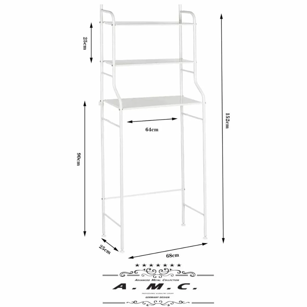 A.M.C. Scaffale da Bagno Salvaspazio Scaffali forati per lavatrice 3 ripiani nero resistenti