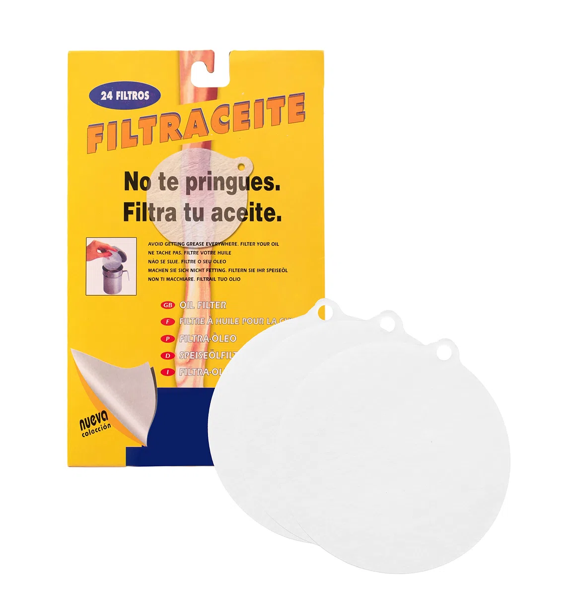 BRICOMIRAS - Filtro olio da cucina | diametro 8,5 cm, ideale per oli e grassi, confezione economica da 24 pezzi, facile da usare, igienico, 24 pezzi, materiale teak.
