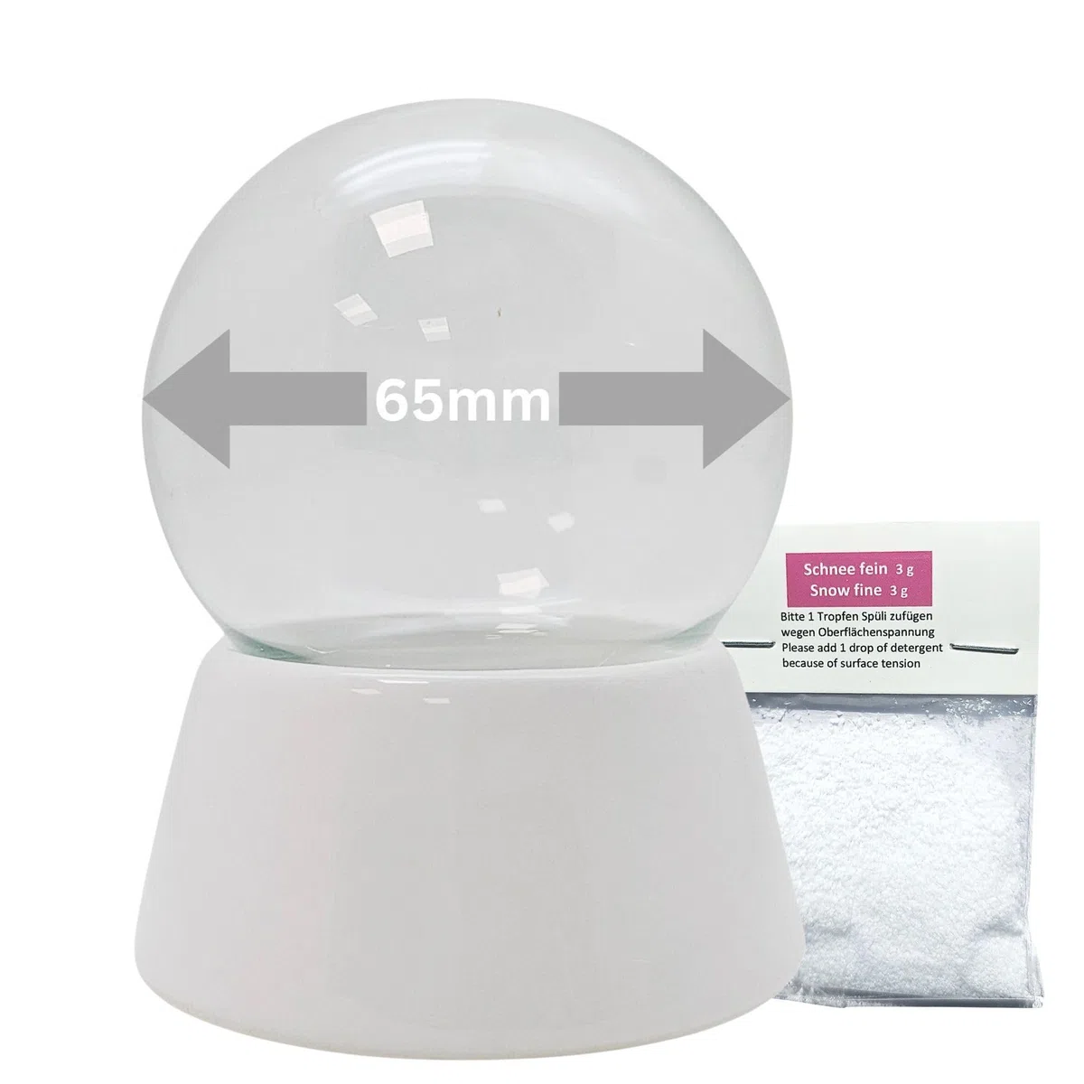 Snowglobe for You, 40002, Palla di Vetro per Palla di Neve Fai da Te, 65 mm, Base in Porcellana