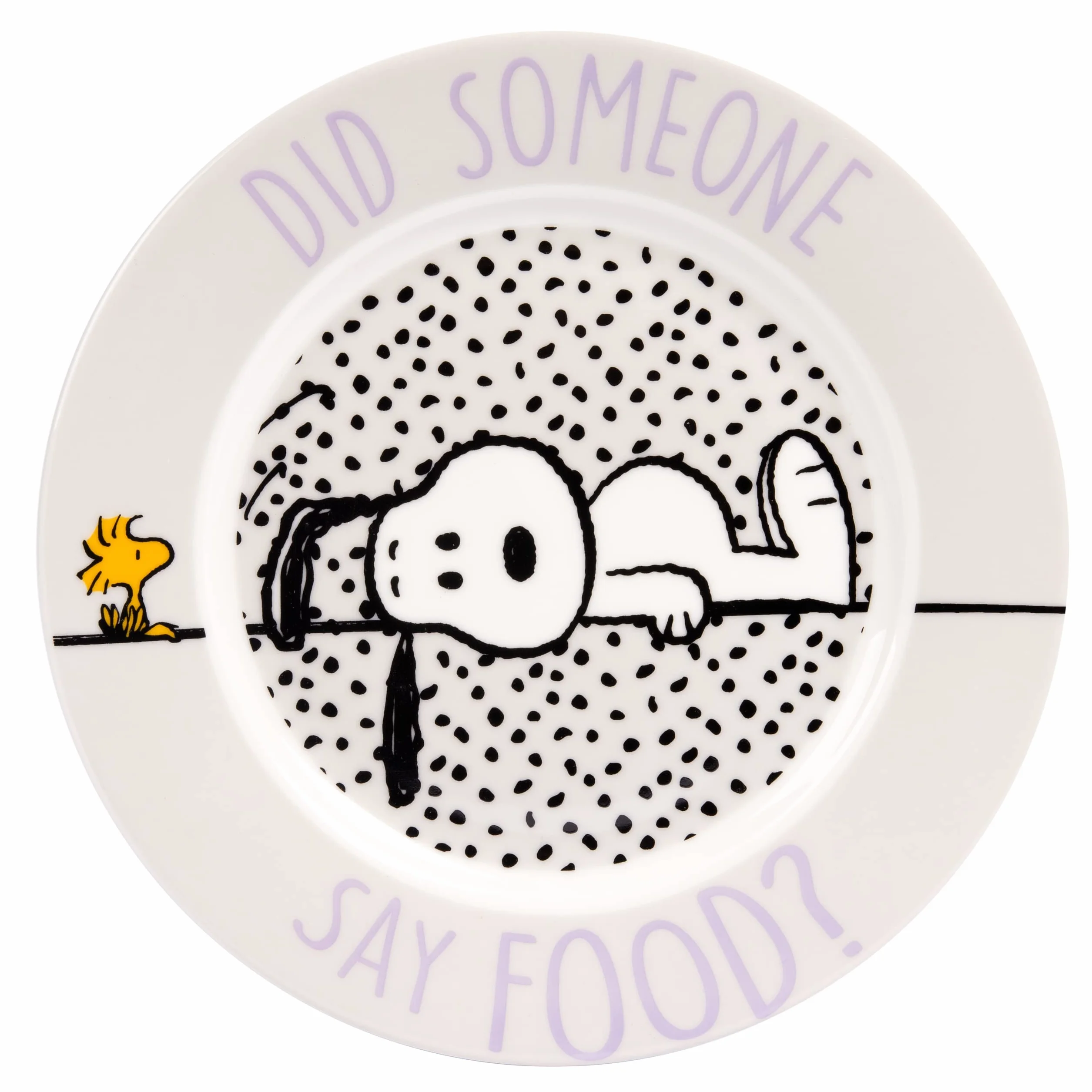 Set da colazione dei Peanuts Snoopy - Qualcuno ha detto cibo! Set di stoviglie 3 pezzi, piatto, ciotola e tazza in porcellana Bianco