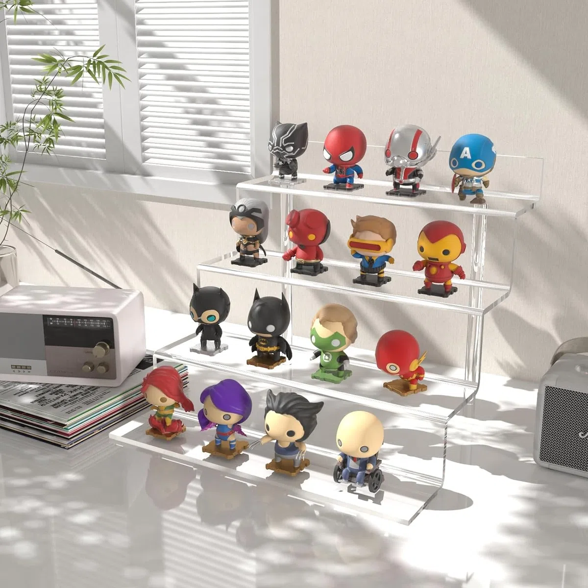 LATERN 2 Pezzi Espositore in Acrilico per Montante, 4 Livelli Organizzatore di Visualizzazione Trasparente Supporto per Supporto Rialzato da Tavolo di Grandi Dimensioni per Profumo Cupcake Figure