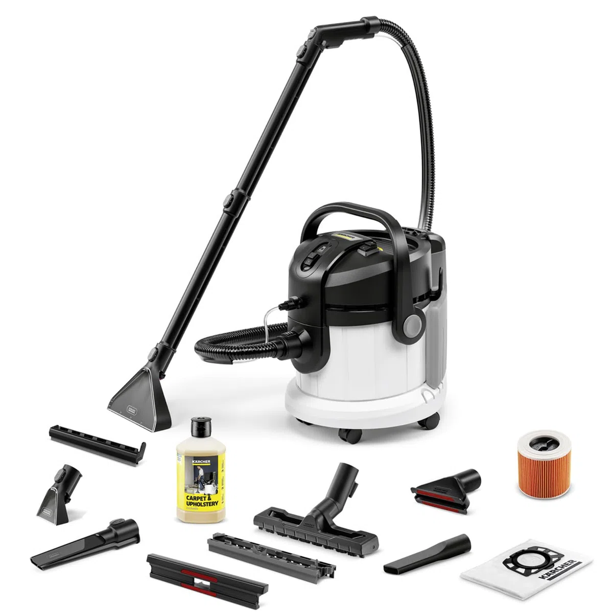 KÄRCHER Lavatappeti Smacchiatore SE 4 Plus, tubo a spruzzo 2 in 1, serbatoio acqua pulita e acqua sporca: 4 l, bocchetta con attacco per pavimenti duri, bocchetta per poltrone, pavimenti e fessure