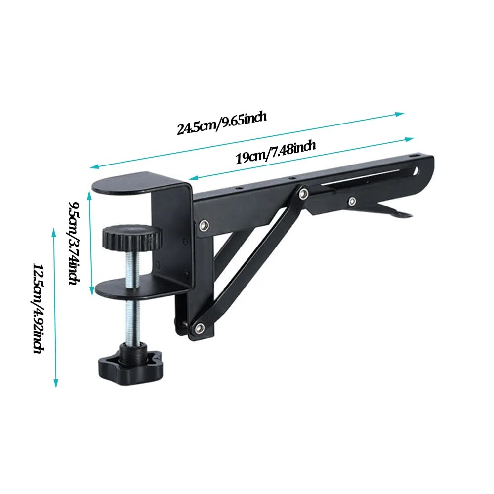 Vassoio Ergonomico da Scrivania Estensibile Supporto Con C - Clip, Staffa Supporto Vassoio Pieghevole Tastiera per Casa e Ufficio, Bianco
