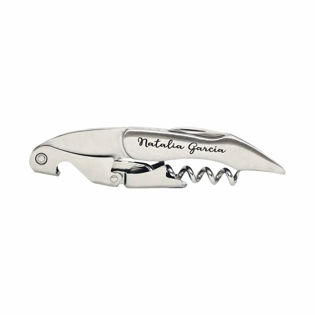 Cavatappi professionale personalizzato in acciaio inox con incisione laser | regalo grabado | Per sommelier, matrimoni, compleanni | 1 unità