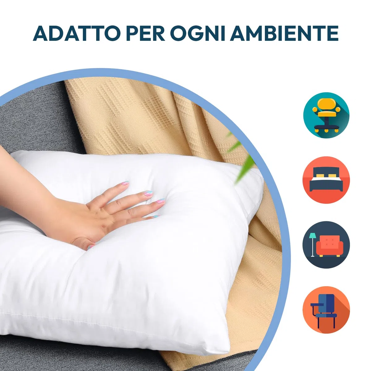 Perla Italia – Imbottitura Cuscini 50x50 Set 4 Pezzi – Interni Morbidi e Voluminosi 100% Poliestere – Antiacaro, Traspiranti, Lavabili – Ideali per Divano, Letto e Arredo Casa
