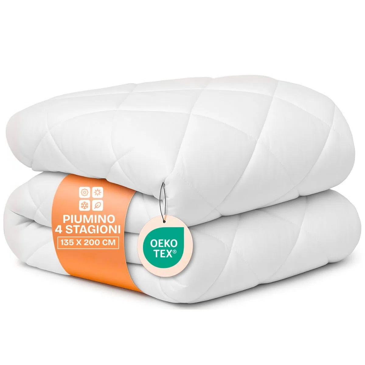 DREAMWAY Piumino Letto Singolo 135x200 cm 4 Stagioni – Trapunta in Microfibra 300 gsm Morbida e Traspirante per Autunno/Inverno – Bianco, Certificata Oeko-Tex, Lavabile in Lavatrice