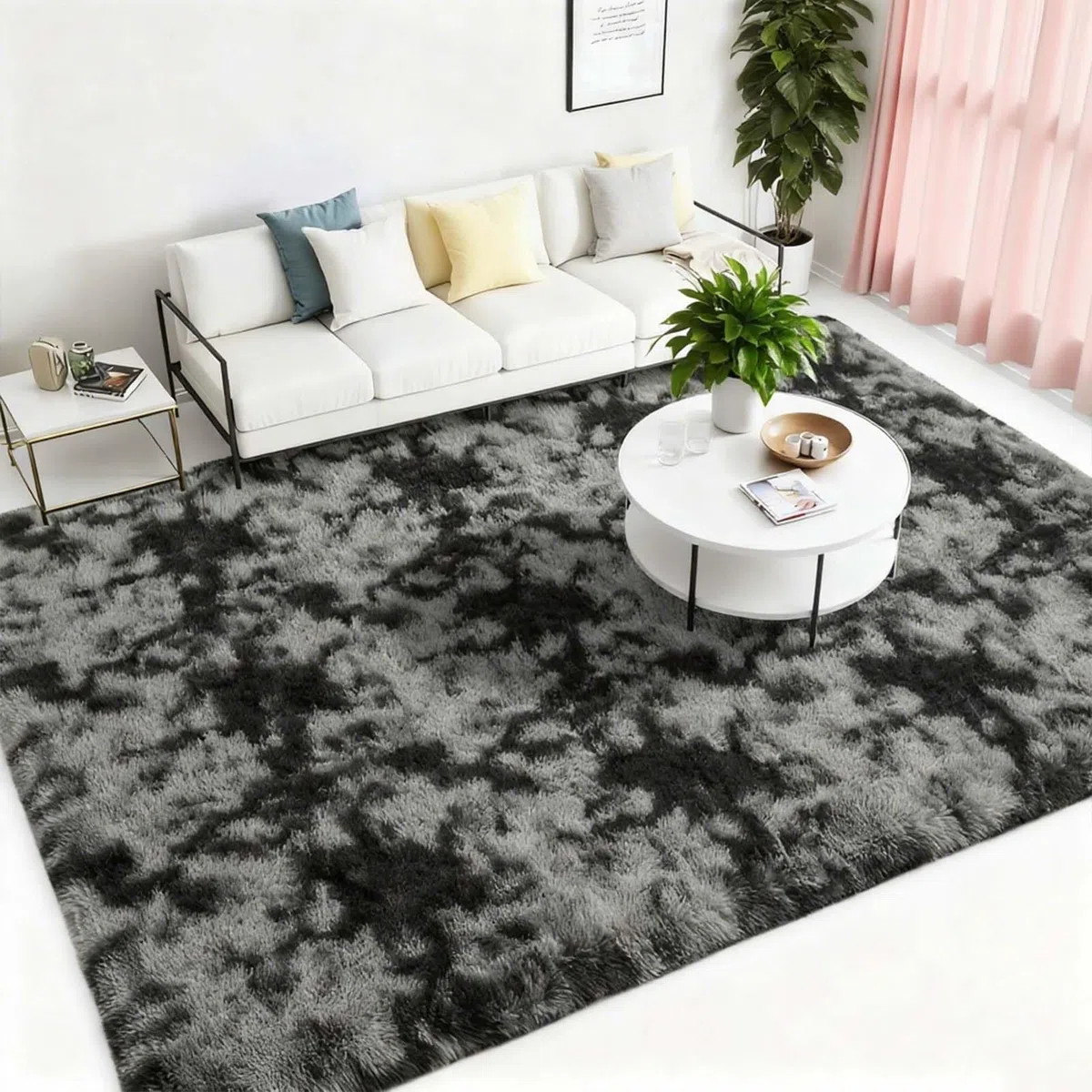 Tappeto Salotto, Tappeto Camera da Letto Grande Moderno Peloso Morbido Lavabile Rettangolare Tappeto Scendiletto
