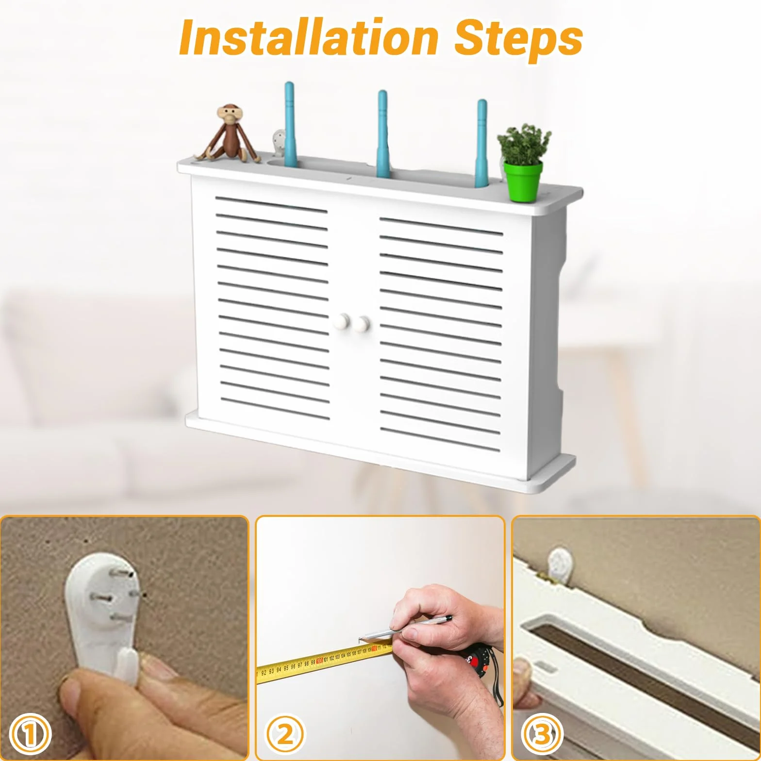 GAESHOW Scatola Portaoggetti per Router WiFi, Scatola Router Wifi Da Parete, Mensola router A Parete, Porta Modem, Organizer per Cavi per la Decorazione Della Casa