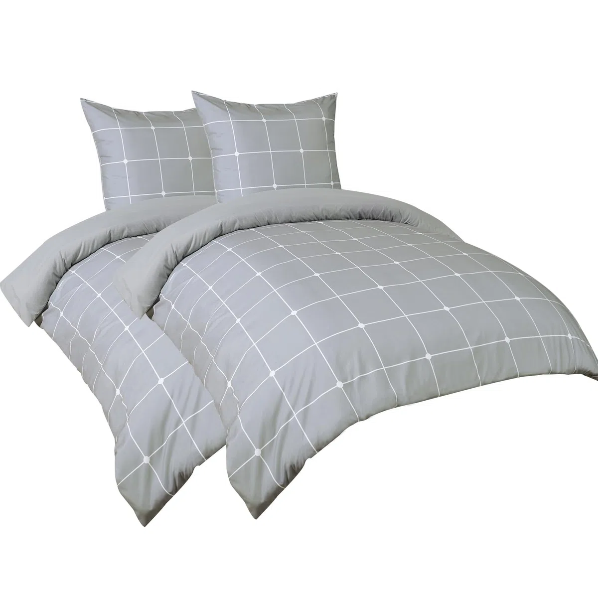 PHF, biancheria da letto 4 pezzi, copripiumino 135 x 200 cm, morbida e non necessita di stiratura, 2 x 135 x 200 cm, con 2 federe 80 x 80 cm, set di biancheria da letto spazzolata con chiusura lampo