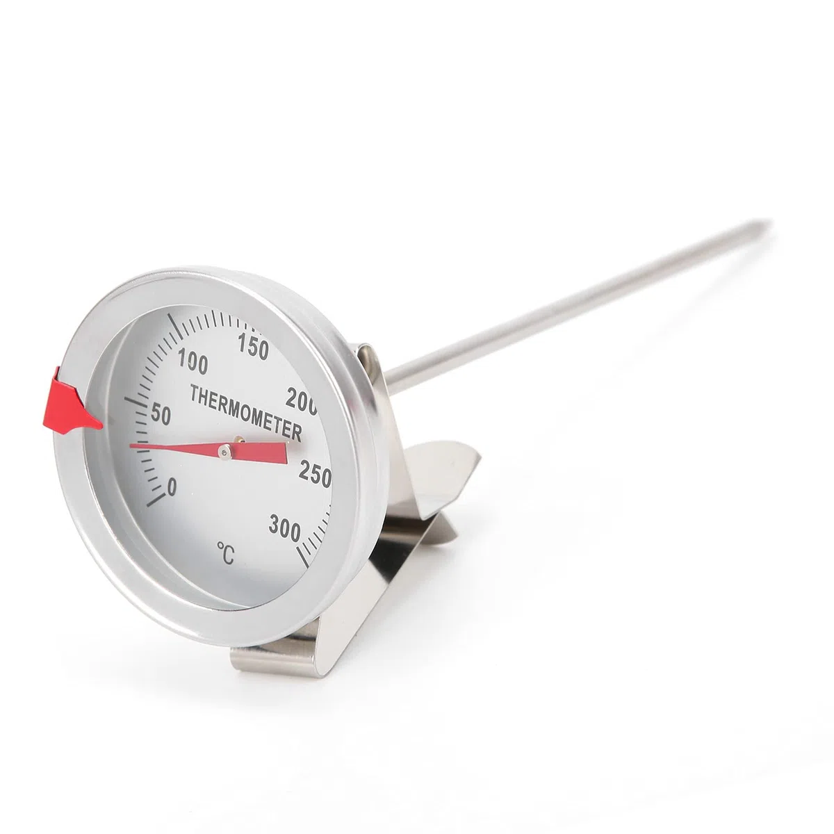 Folany Termometro per Frittura, Termometro da Cucina in Acciaio Inossidabile, Termometro per Olio a Stelo Lungo a Lettura Istantanea con Morsetto, Termometro a Quadrante per Frittura(15 cm)