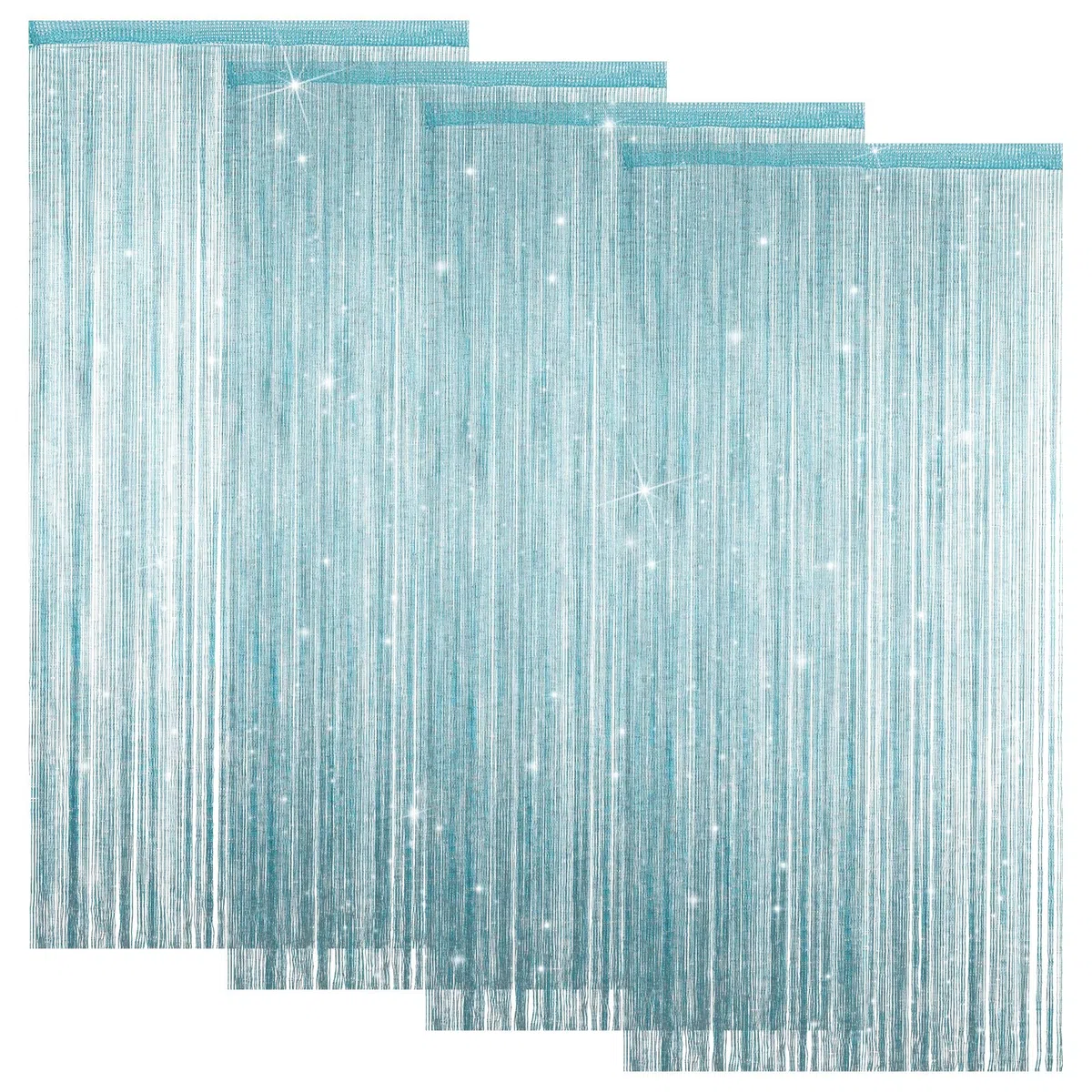 LITLANDSTAR 4 tende a fili per porta, con brillantini, decorazione per finestre, divisori e perle, per matrimoni, feste, 100 x 200 cm (blu)