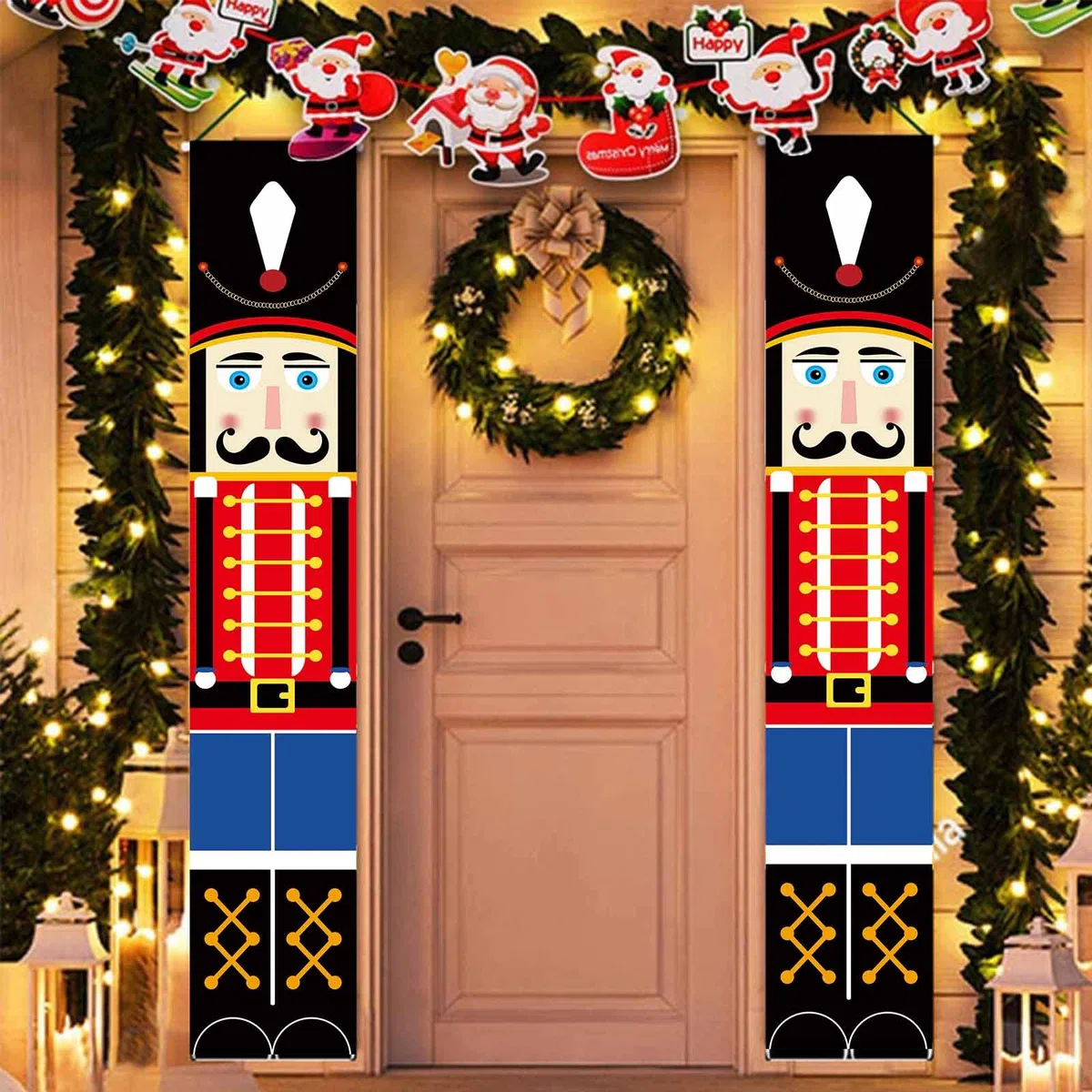 1 Paio 30 X 180cm Decorazione Appesa per Portico di Natale per Esterni, Decorazioni Natalizie Schiaccianoci, Striscioni Schiaccianoci, per Feste, Esterni, Interni, Festa