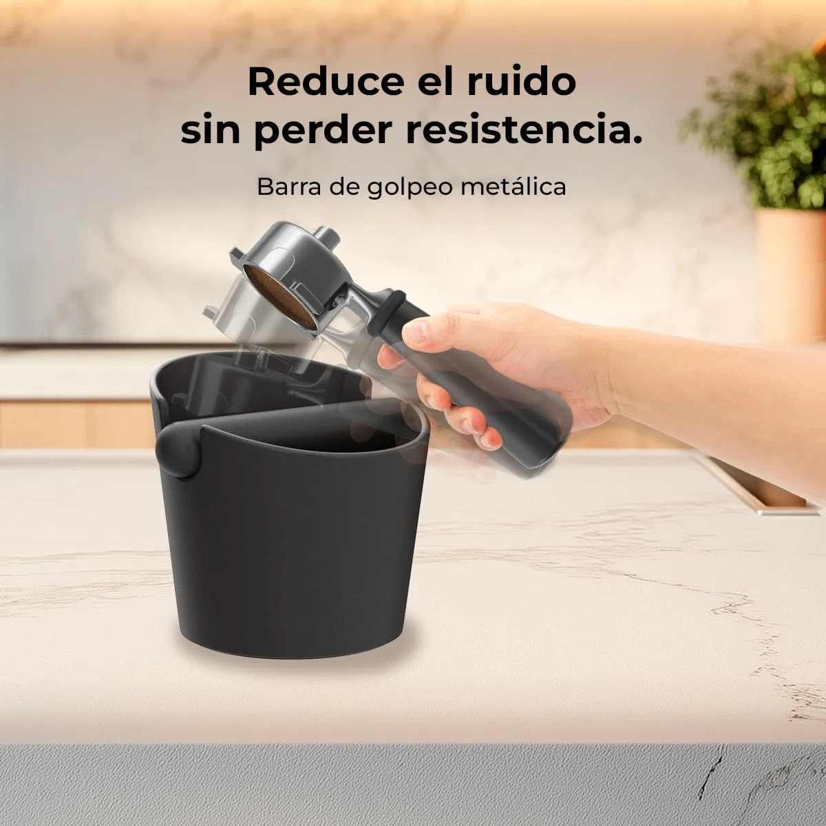 Cecotec Contenitore per fondi di caffè da 1,2 l Baristeo Throw&Away Large. Compatto, dimensioni: 15 x 13 x 15 cm, design ergonomico, materiale ABS, barra di battuta metallica con gomma, base