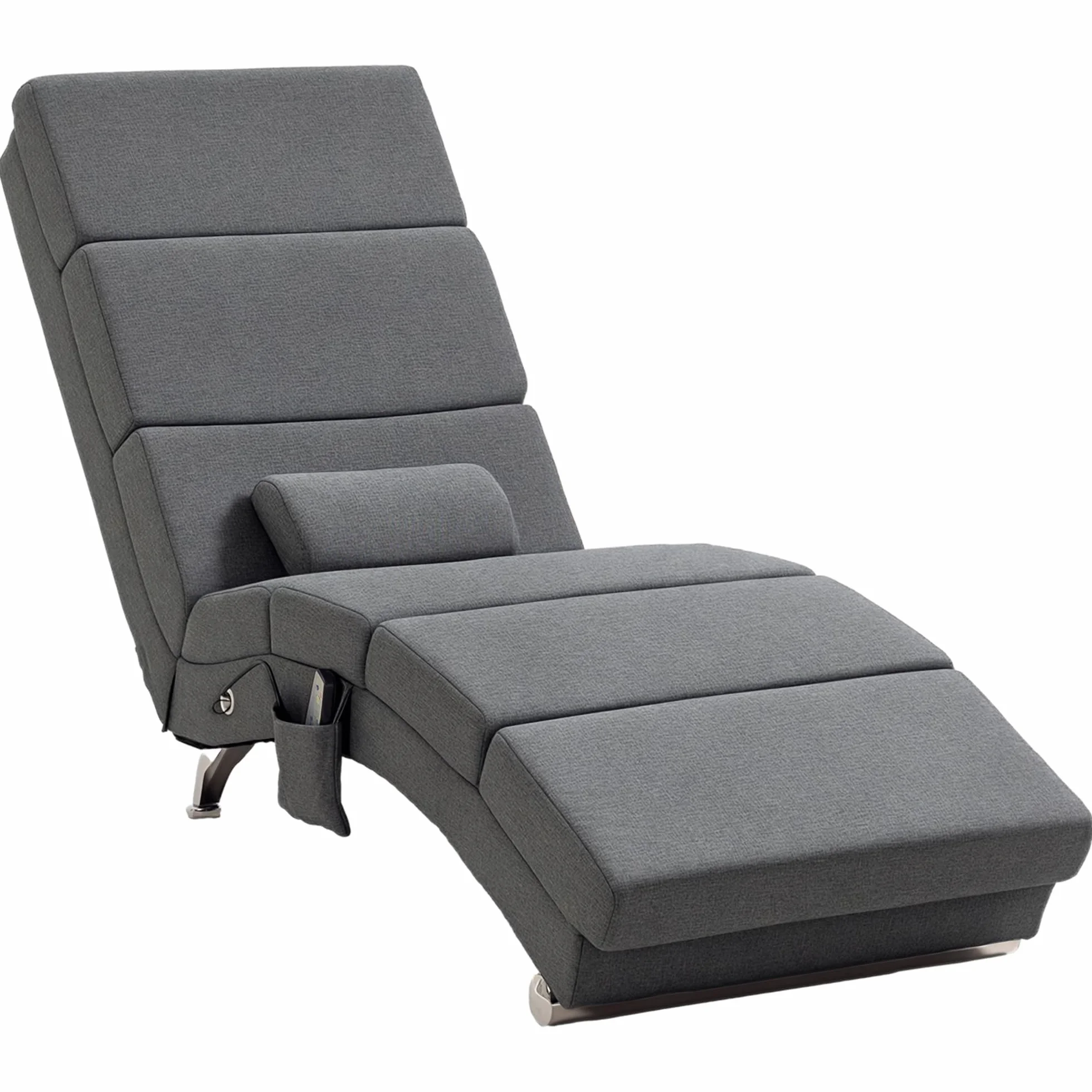 HOMCOM Poltrona Relax Massaggiante con 8 Punti Vibranti e Riscaldamento, 5 Modalità e 3 Timer, Chaise Longue Ergonomica in Tessuto Effetto Lino con Telecomando, Grigio