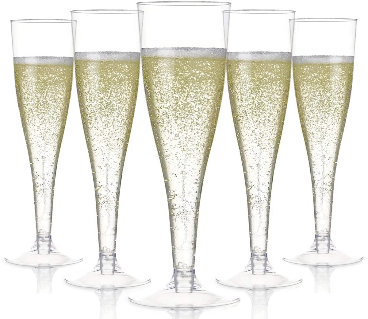 LATERN 54 Pezzi Flauti da Champagne in Plastica, 150ml Bicchieri Trasparenti Bicchieri da Vino per Feste con Stelo Riutilizzabili per Feste di Anniversario Matrimonio Giardino (5 x 17cm)