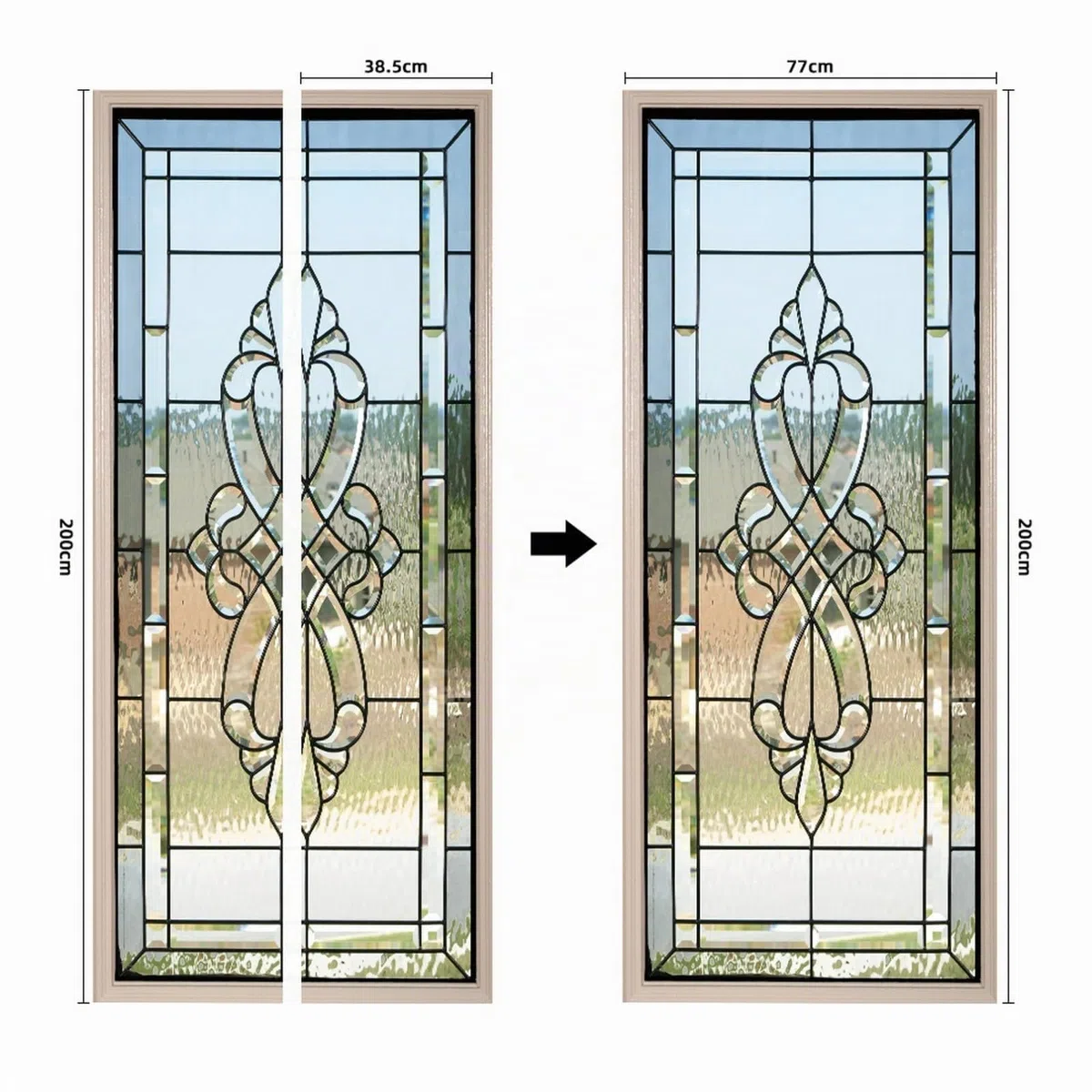 A.Monamour Adesivo Porta Autoadesiva 3D Porta D'Ingresso In Vetro Colorato Vinile PVC Adesivi per Porte Interne Pellicola Adesiva Poster Sticker Murale Parete Carta da Parati 77x200cm
