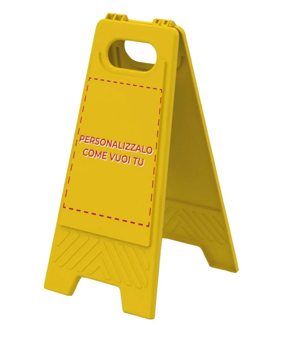 Cavalletto segnaletico personalizzato per luoghi interni o all'aperto, personalizzabile con qualsiasi grafica