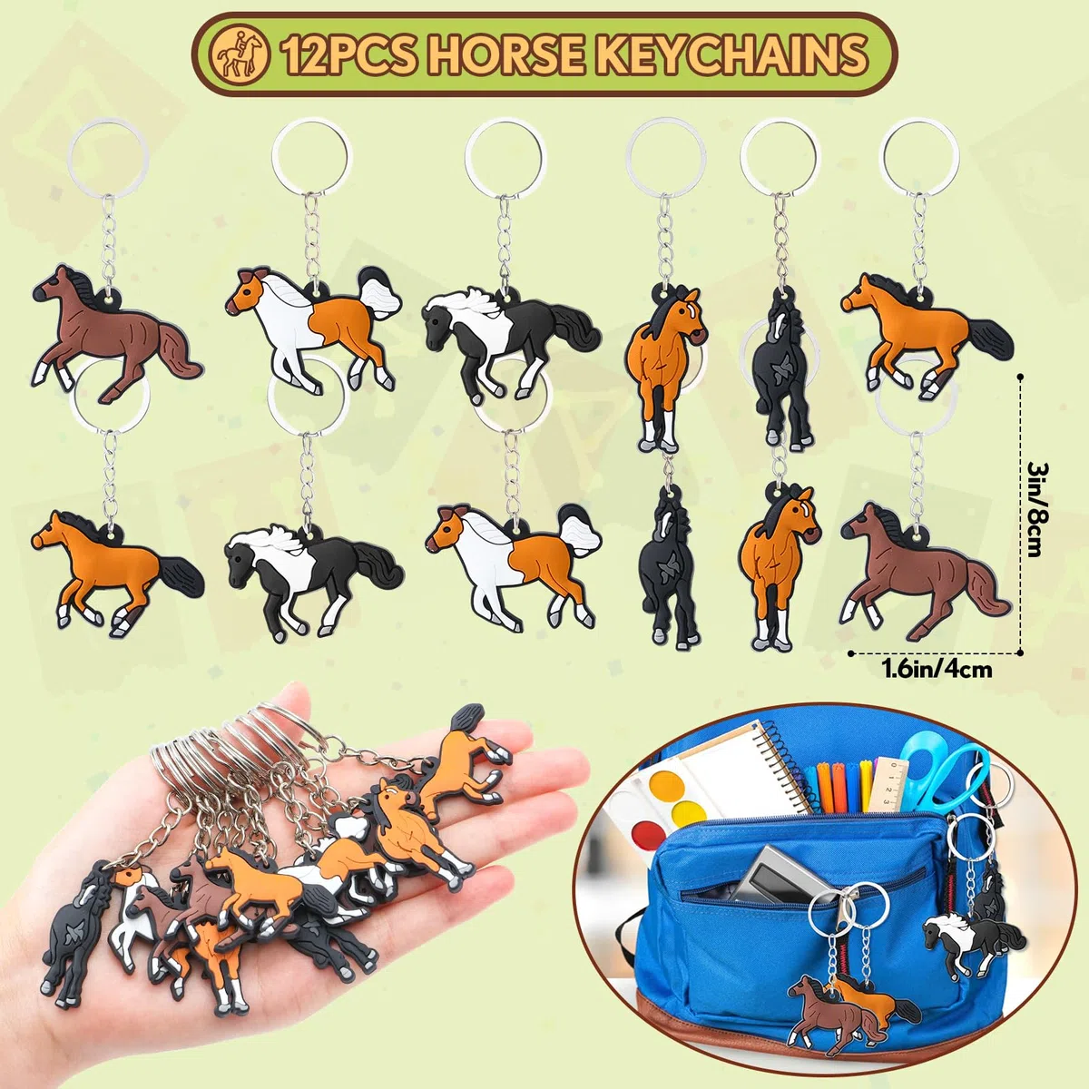 Toyssa Cavallo Gadget Compleanno Bambini, Regalini Fine Festa Compleanno con Sacca Sportiva Braccialetti Silicone Portachiavi, Cavallo Giocattolo Pignatta per Cowboy Cowgirl